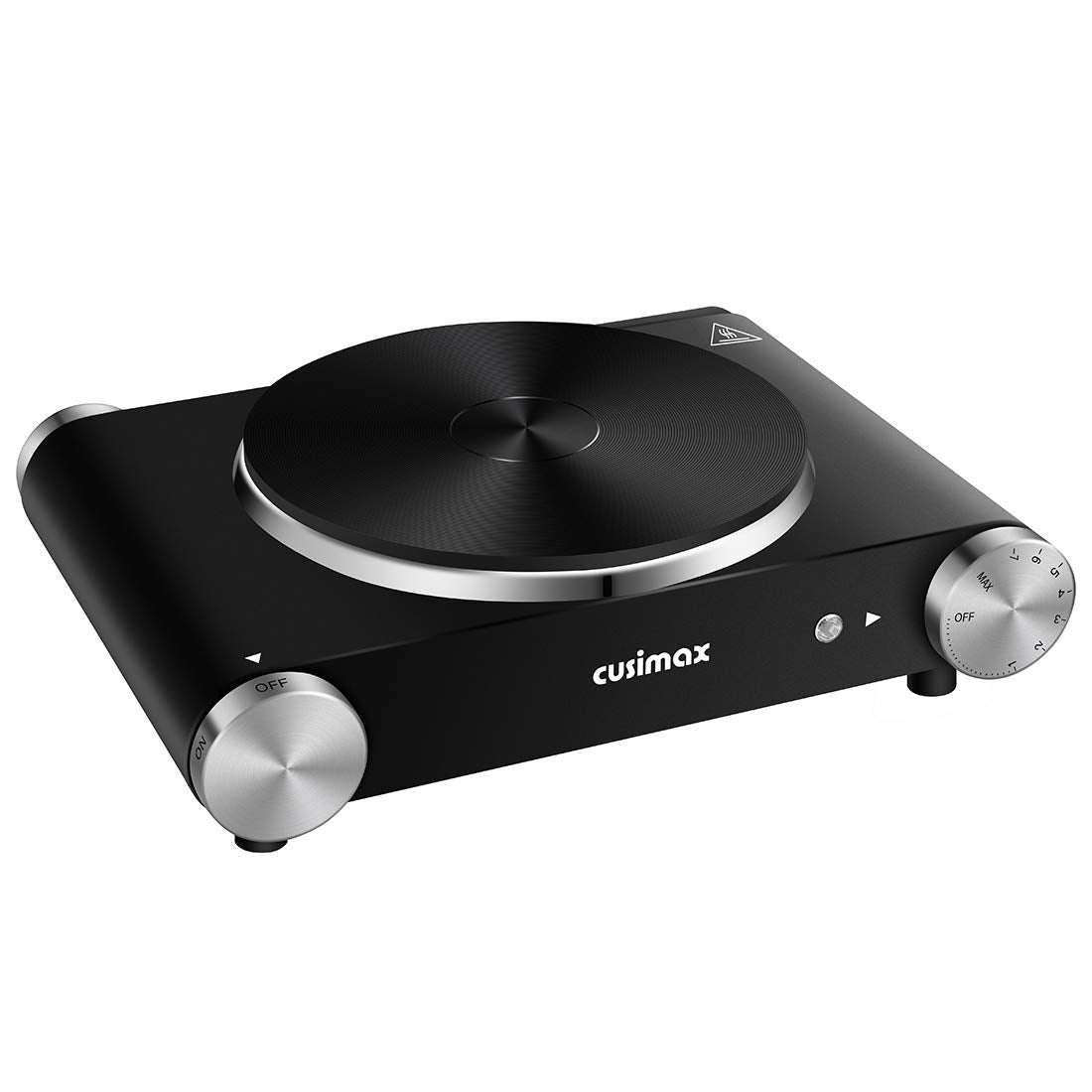 CUSIMAX Electric Hot Plate for Cooking Portable Single Burner 1500W Cast Iron hot plates Heat-up in Seconds Adjustable Temperature Control Stainless Steel Non