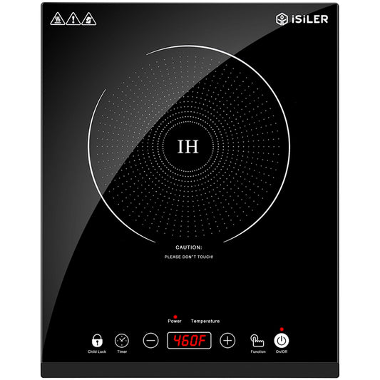Portable Induction Cooktop, iSiLER 1800W Sensor Touch Electric Induction Cooker Hot Plate with Kids Safety Lock, 6.7" Heating Coil, 18 Power 17 Temperature