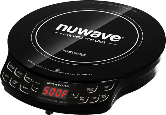 Nuwave Flex Precision Induction Cooktop, 10.25” Shatter-Proof Ceramic Glass, 6.5” Heating Coil, 45 Temps from 100°F to 500°F