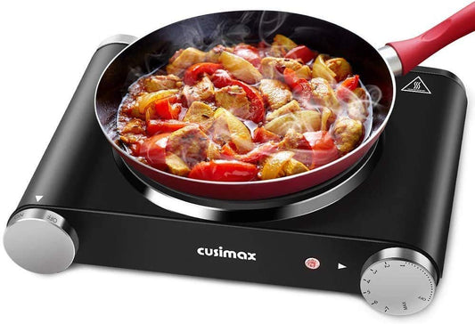 Cusimax Hot Plate Electric Burner Single Burner Cast Iron hot plates for cooking Portable Burner 1500W with Adjustable Temperature Control Stainless Steel