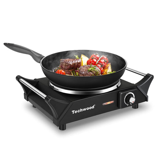Hot Plate, Techwood Electric Stove for Cooking, 1500W Countertop Single Burner with Adjustable Temperature