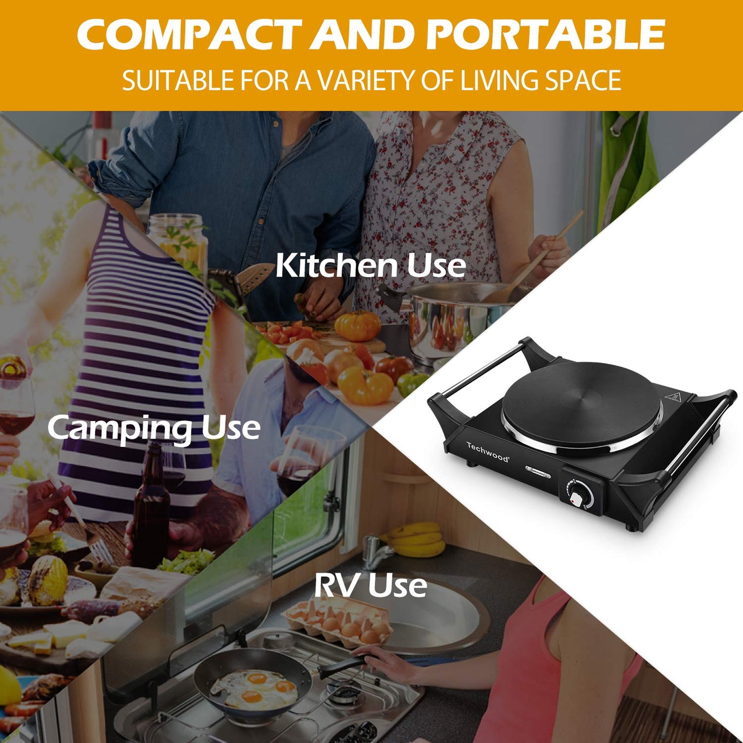 Hot Plate, Techwood Electric Stove for Cooking, 1500W Countertop Single Burner with Adjustable Temperature