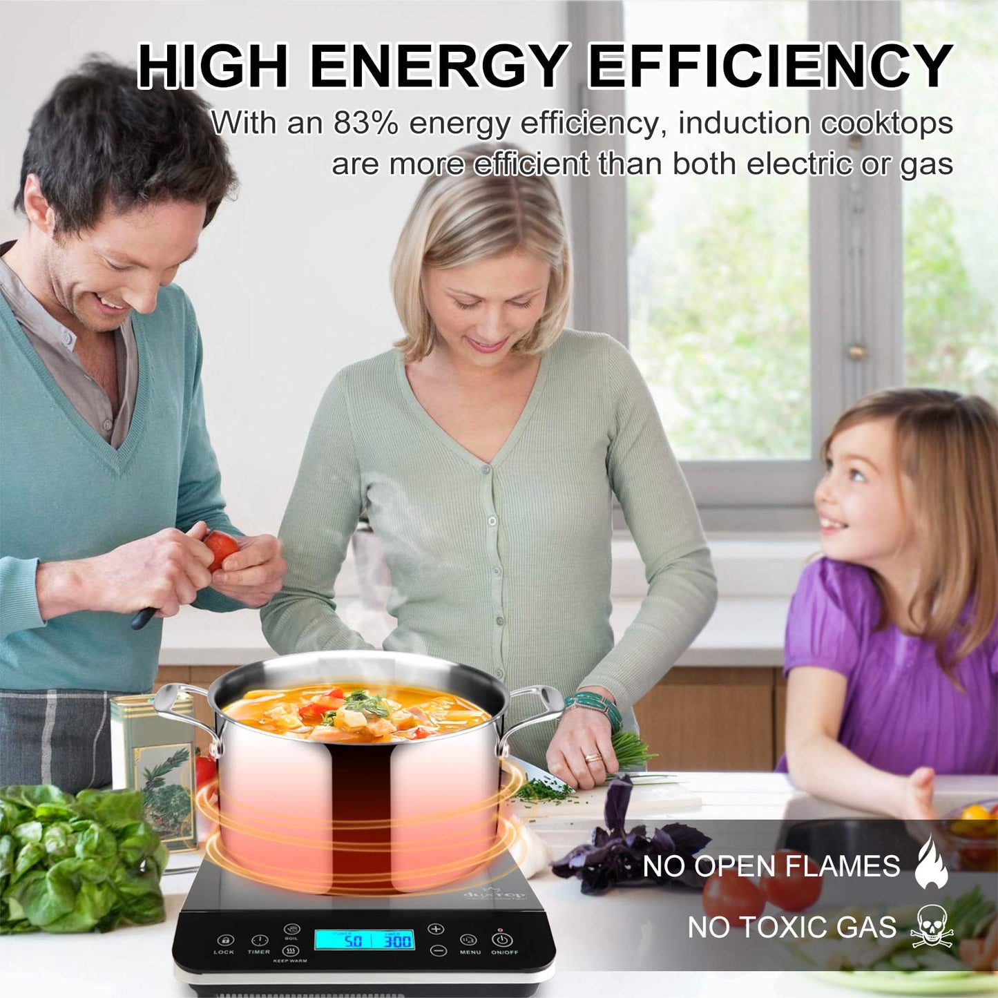 Duxtop Portable Induction Cooktop, Countertop Burner Induction Hot Plate with LCD Sensor Touch 1800 Watts